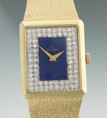 An Omega Gentleman's 14k Lapis