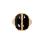 AN ONYX, DIAMOND AND 12K GOLD