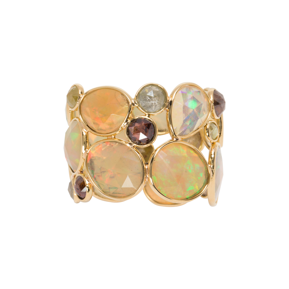 AN OPAL, DIAMOND AND 18K GOLD