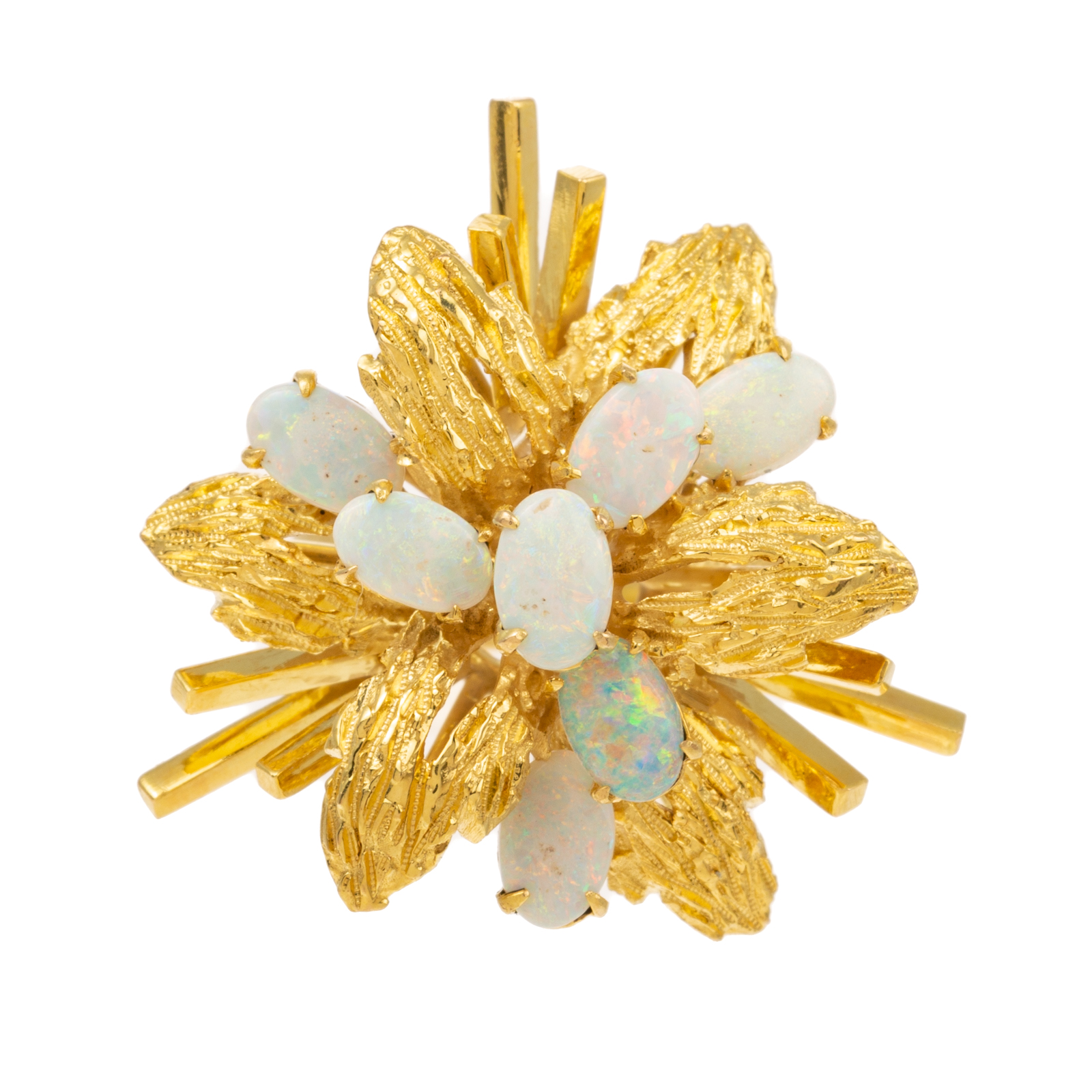 AN OPAL FLOWER COCKTAIL RING IN 14K