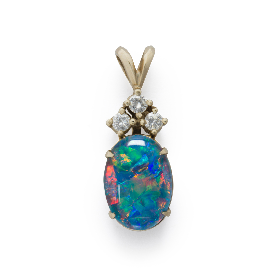 AN OPAL TRIPLET, DIAMOND AND