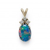 AN OPAL TRIPLET, DIAMOND AND F