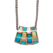 AN OPAL, TURQUOISE AND SILVER