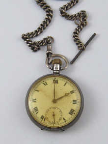An open face silver pocket watch on