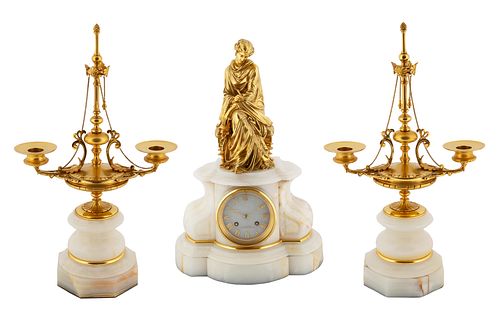 AN ORMOLU-MOUNTED WHITE MARBLE