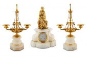 AN ORMOLU-MOUNTED WHITE MARBLE