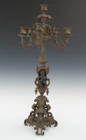 An Ornately Cast Bronze Candel