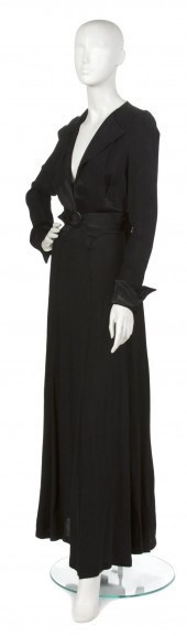An Ossie Clark Black Moss Crep