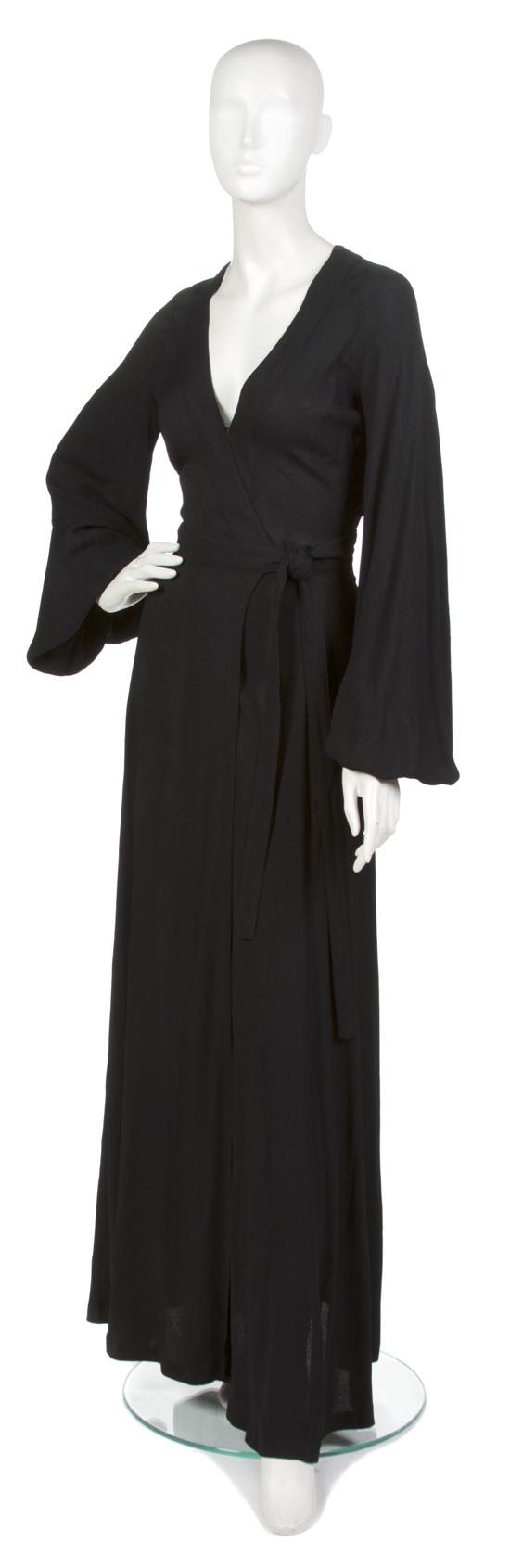 An Ossie Clark Black Moss Crepe