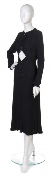 An Ossie Clark Black Moss Crep