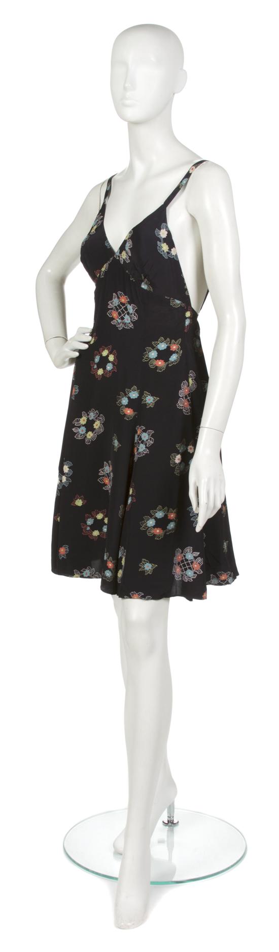 An Ossie Clark Navy Printed Silk