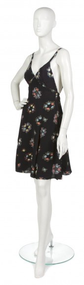 An Ossie Clark Navy Printed Si