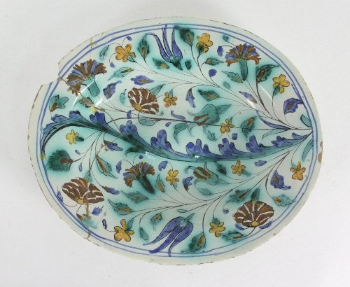 An oval Iznik style dish possibly