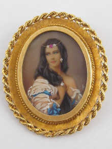 An oval miniature portrait of a