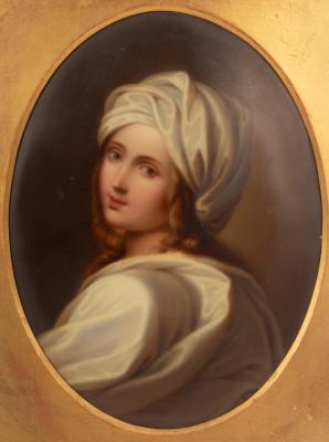 An oval porcelain plaque after