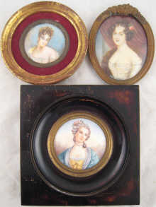 An oval portrait miniature on ivory