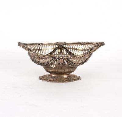 An oval silver basket, London 1891,