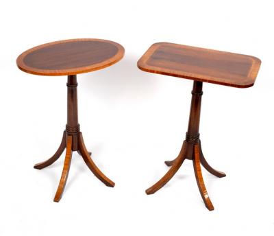 An oval table on a turned column