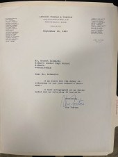An typed letter, signed by Sup