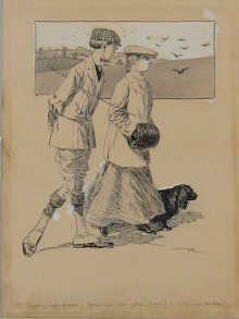 An unframed ink on board