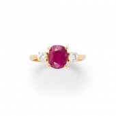 AN UNHEATED BURMA RUBY, DIAMON