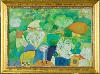 An unsigned 20th C. oil on paper