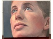 An unsigned oil on canvas, por
