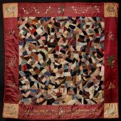 AN UNUSUAL CRAZY QUILT WITH EM