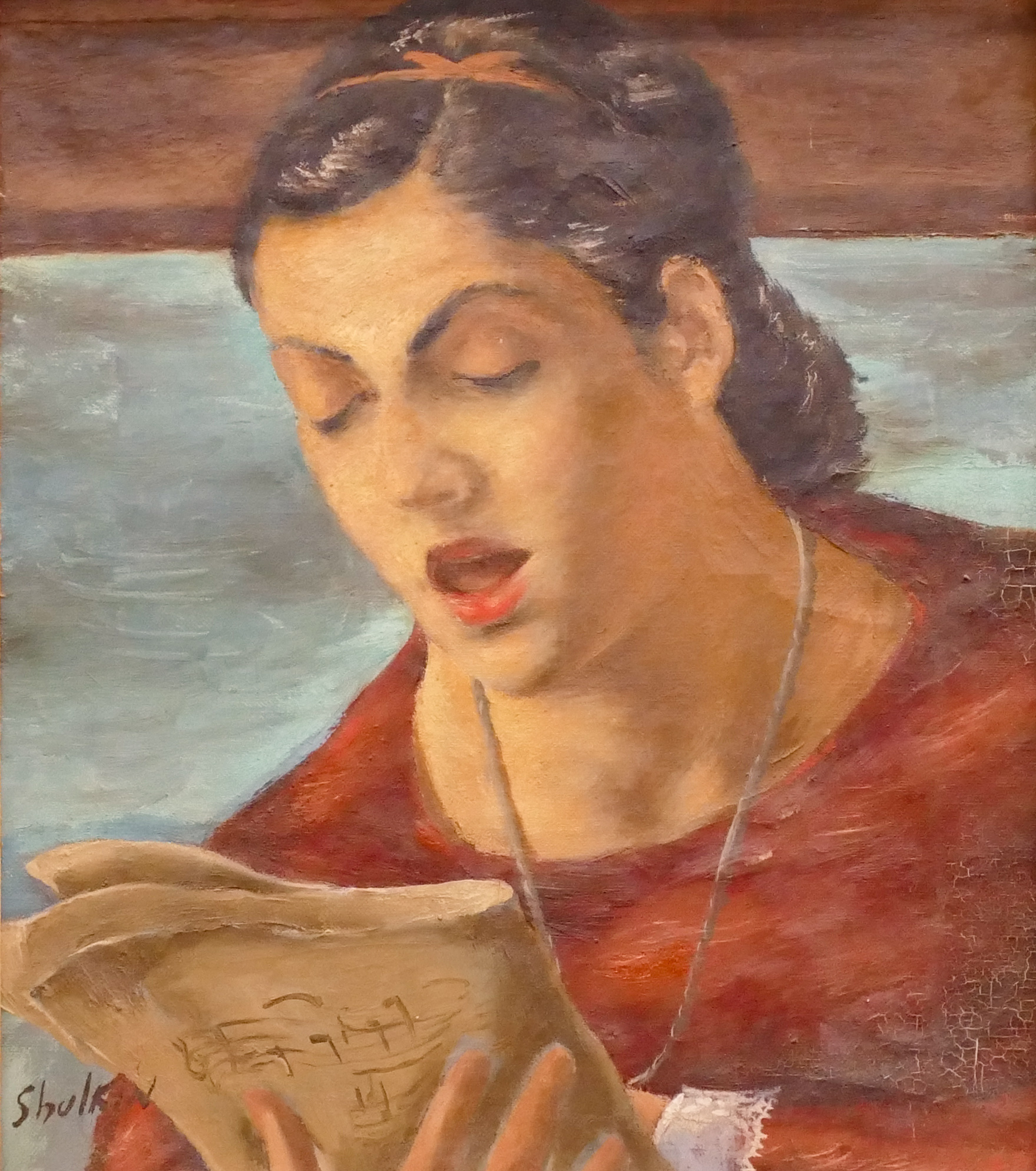 Anatol Shulkin Singing Woman Oil on