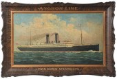 ANCHOR LINE PAINTED TIN ADVERT