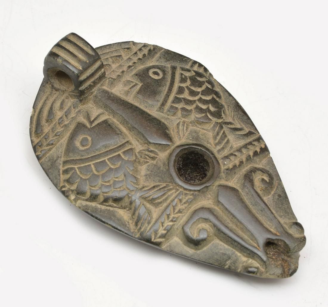 ANCIENT BLACK STONE OIL LAMP