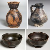 ANCIENT BOWLS, JUG, AND VASE,