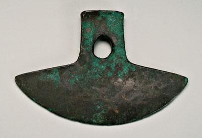 Ancient bronze axe head, crescent