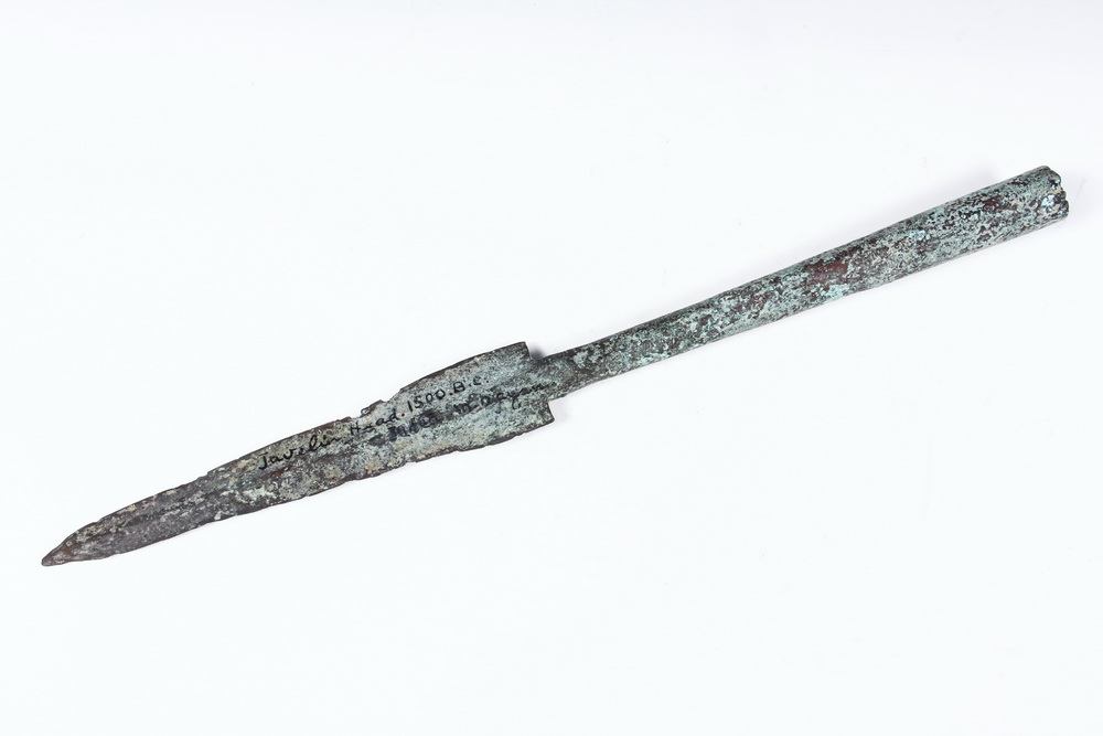 ANCIENT BRONZE JAVELIN HEAD -