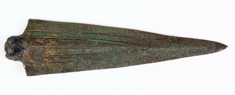ANCIENT BRONZE SPEAR HEAD -