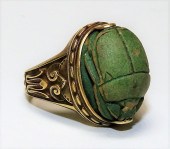 ANCIENT EGYPTIAN FAIENCE SCARA
