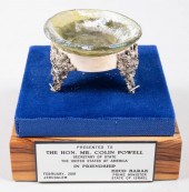 ANCIENT GLASS DISH IN SILVER M