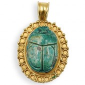 ANCIENT SCARAB 21K GOLD PENDAN