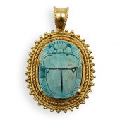 ANCIENT SCARAB 21K GOLD PENDAN