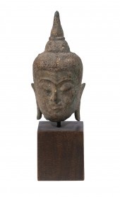 ANCIENT THAI BRONZE HEAD OF TH