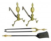 ANDIRONS AND FIREPLACE TOOLS,