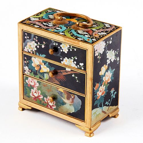 ANDO CLOISONNE MINIATURE CHEST OF