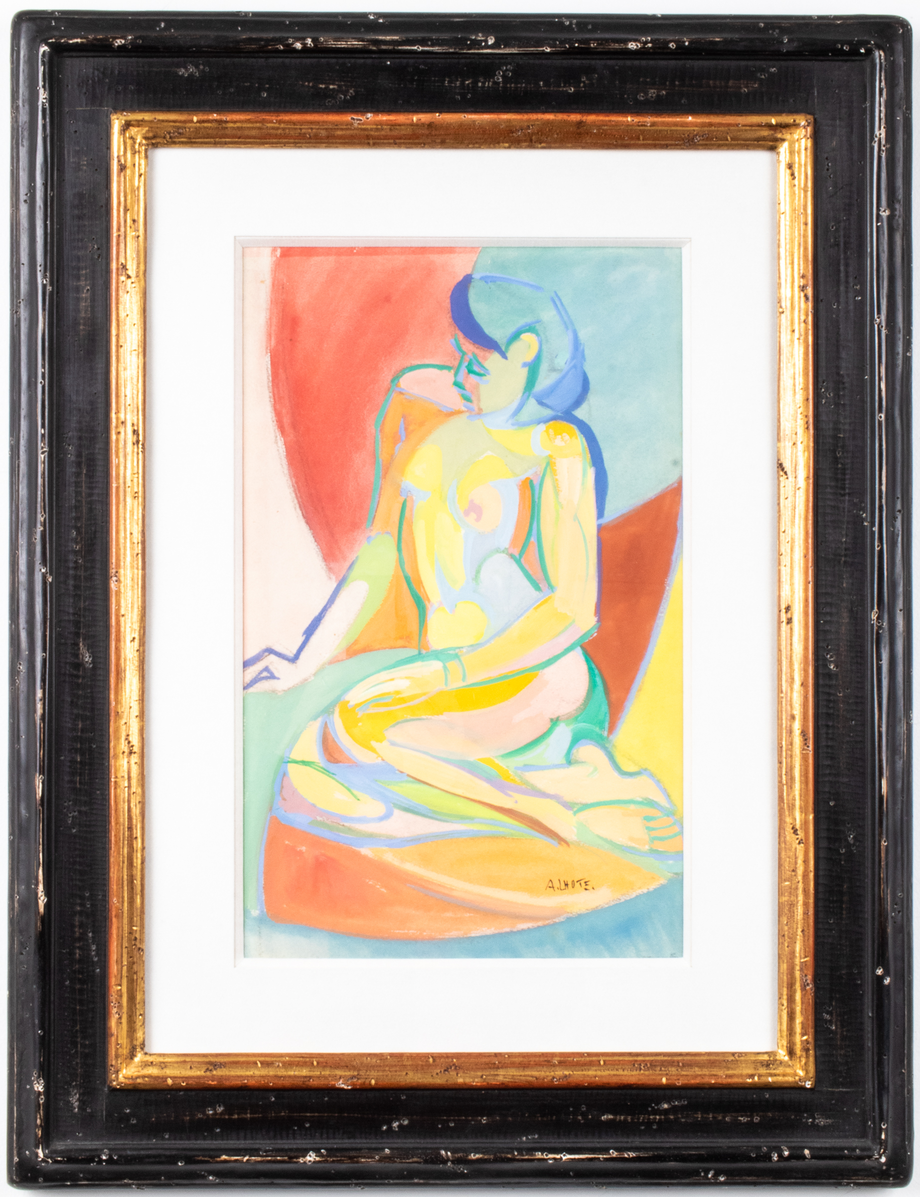 ANDRE LHOTE "NU ASSIS" GOUACHE &