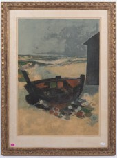 ANDRE MINAUX. "BARQUE SUR LA P