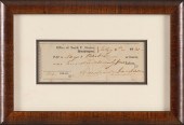 ANDREW JACKSON SIGNED CHECK DA