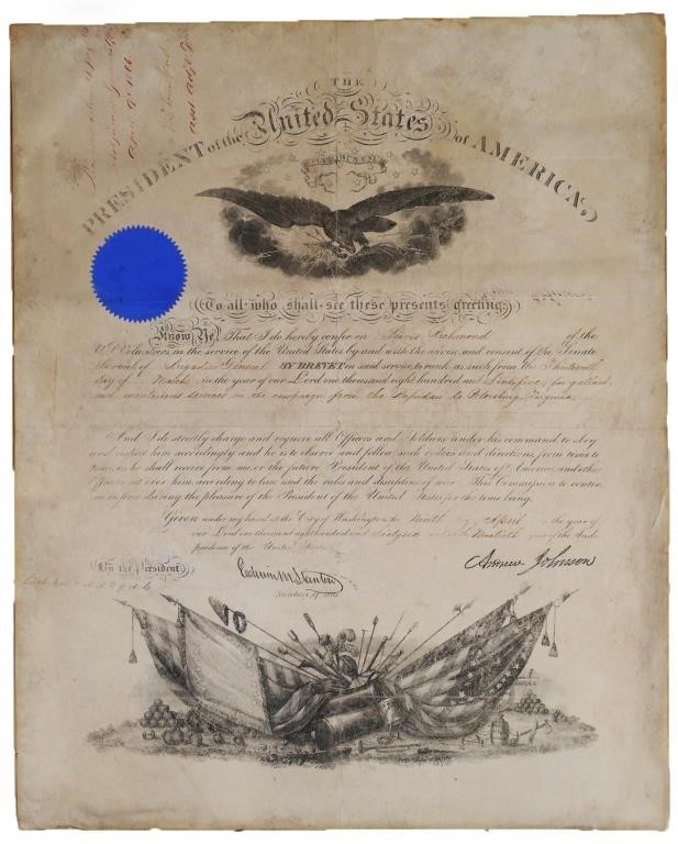 ANDREW JOHNSON SIGNED BRIGADIER