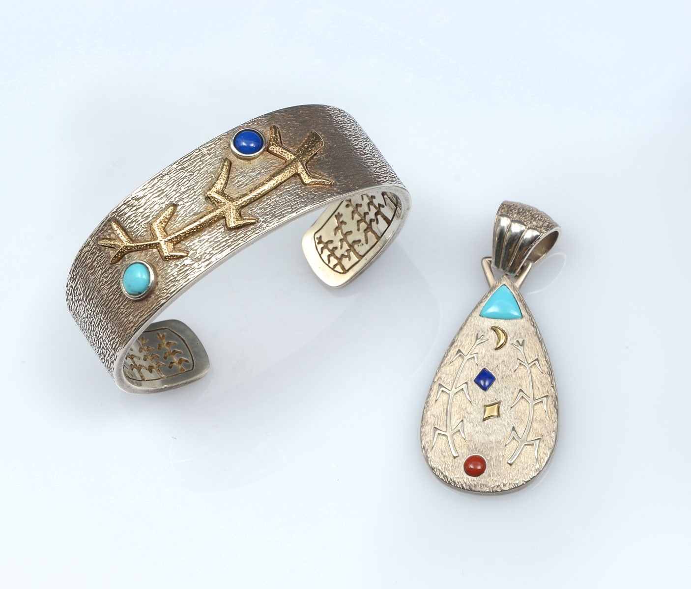 ANDREW REDHORSE STERLING & 14K CUFF