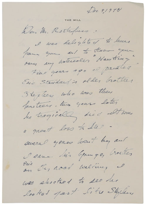 Andrew Wyeth Autograph Letter
