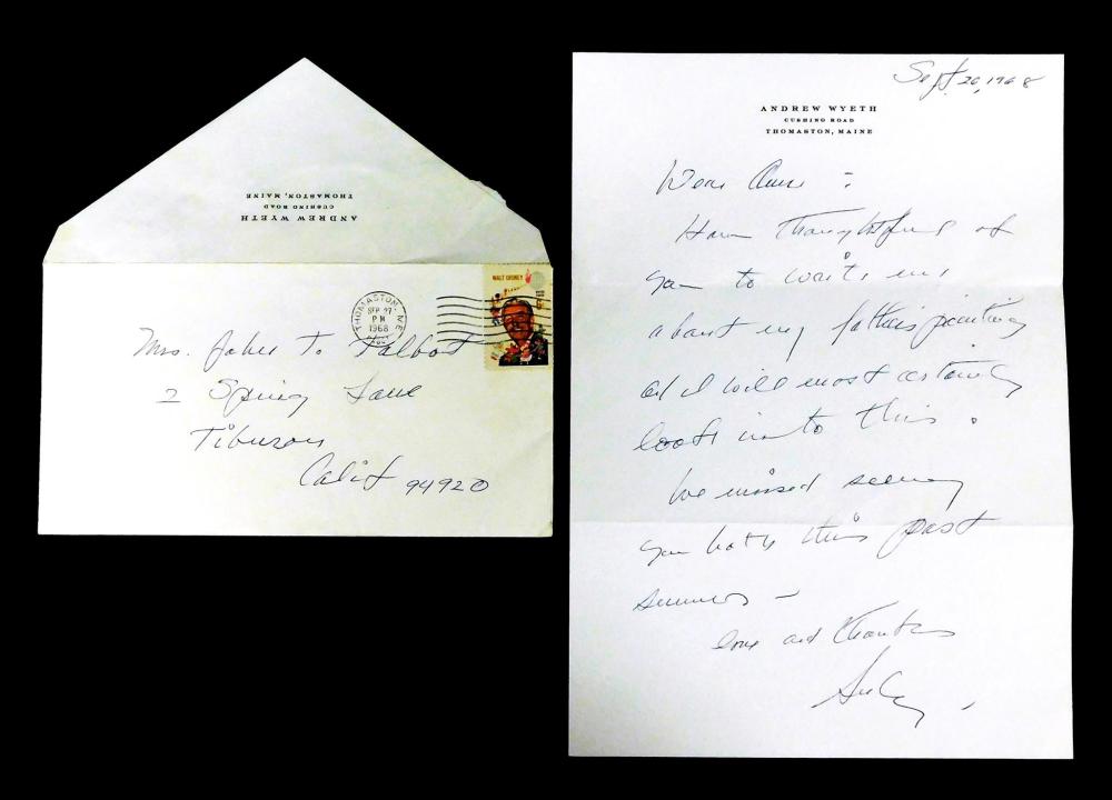 ANDREW WYETH, PERSONAL LETTER DATED