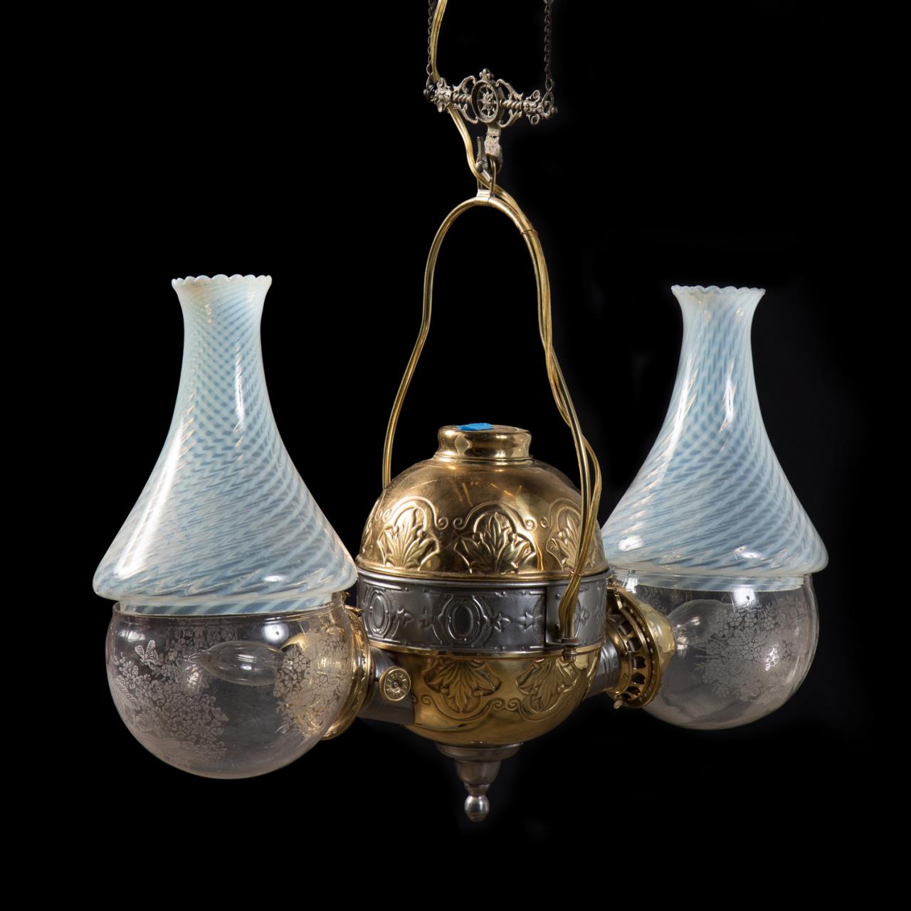 ANGLE LAMP CO. TWO LIGHT CHANDELIER
